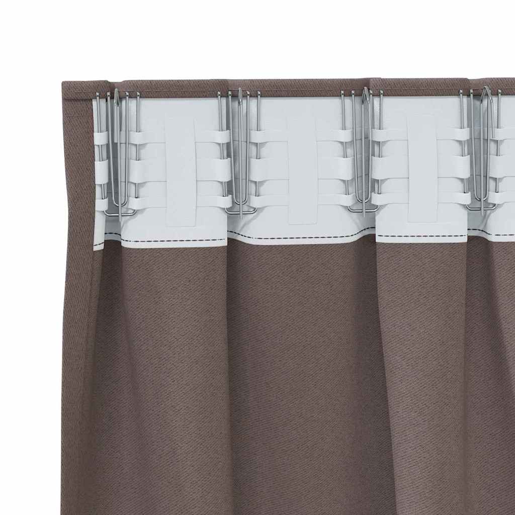 vidaXL Blackout Curtains with Rings 2 pcs Dark Brown 260 x 140 cm 5