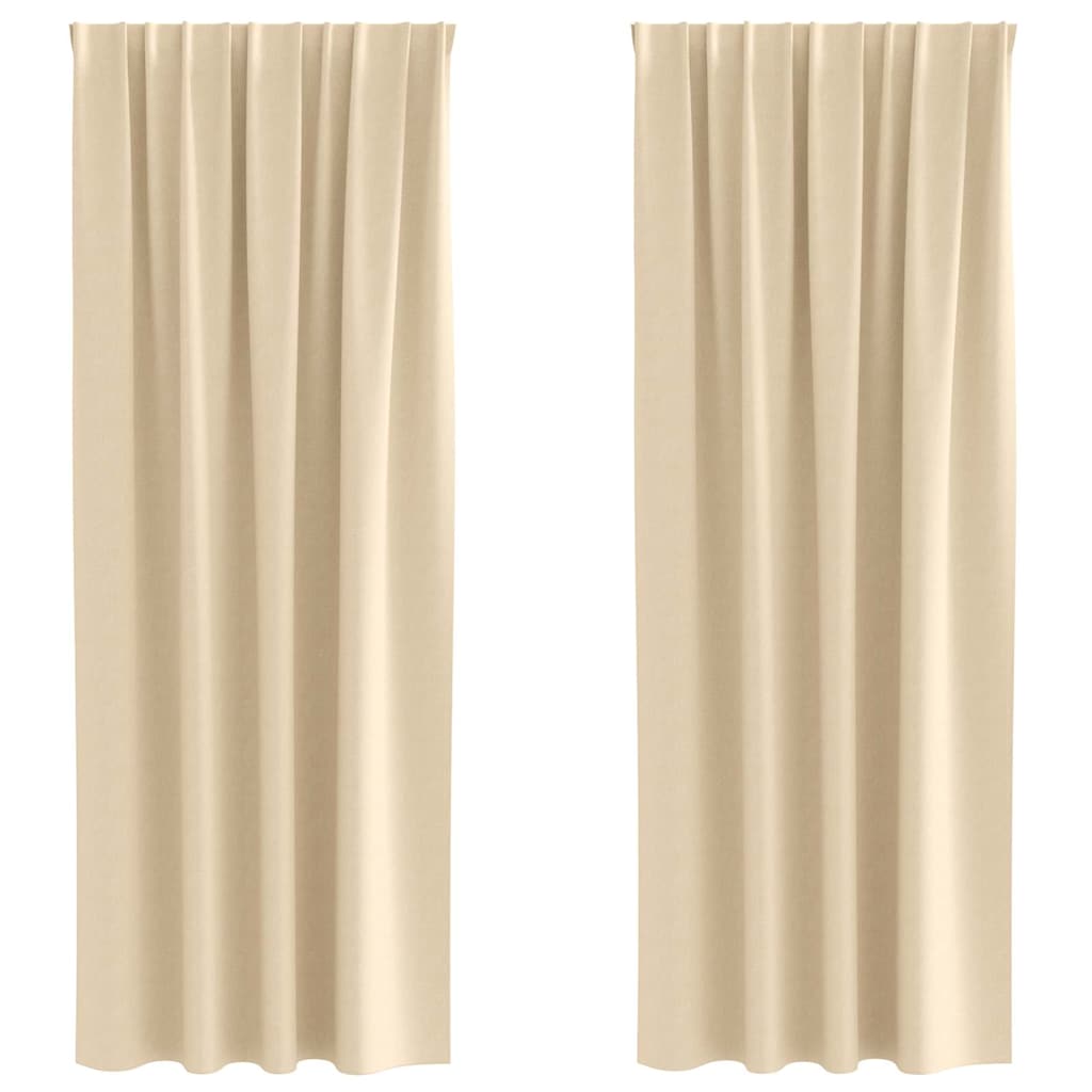 vidaXL Blackout Curtains with Rings 2 pcs Cream 225 x 140 cm Polyester 2