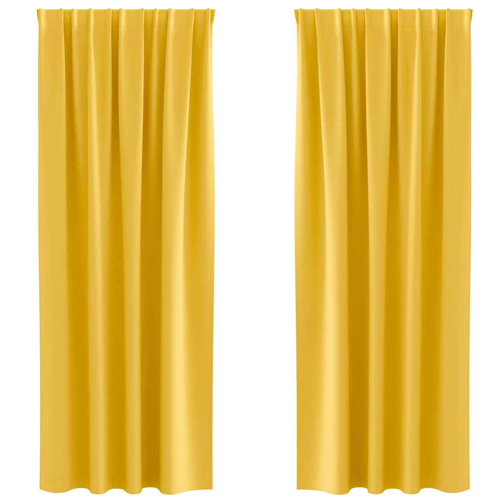 vidaXL Blackout Curtains with Rings 2 pcs Mustard Yellow 245 x 140 cm 2