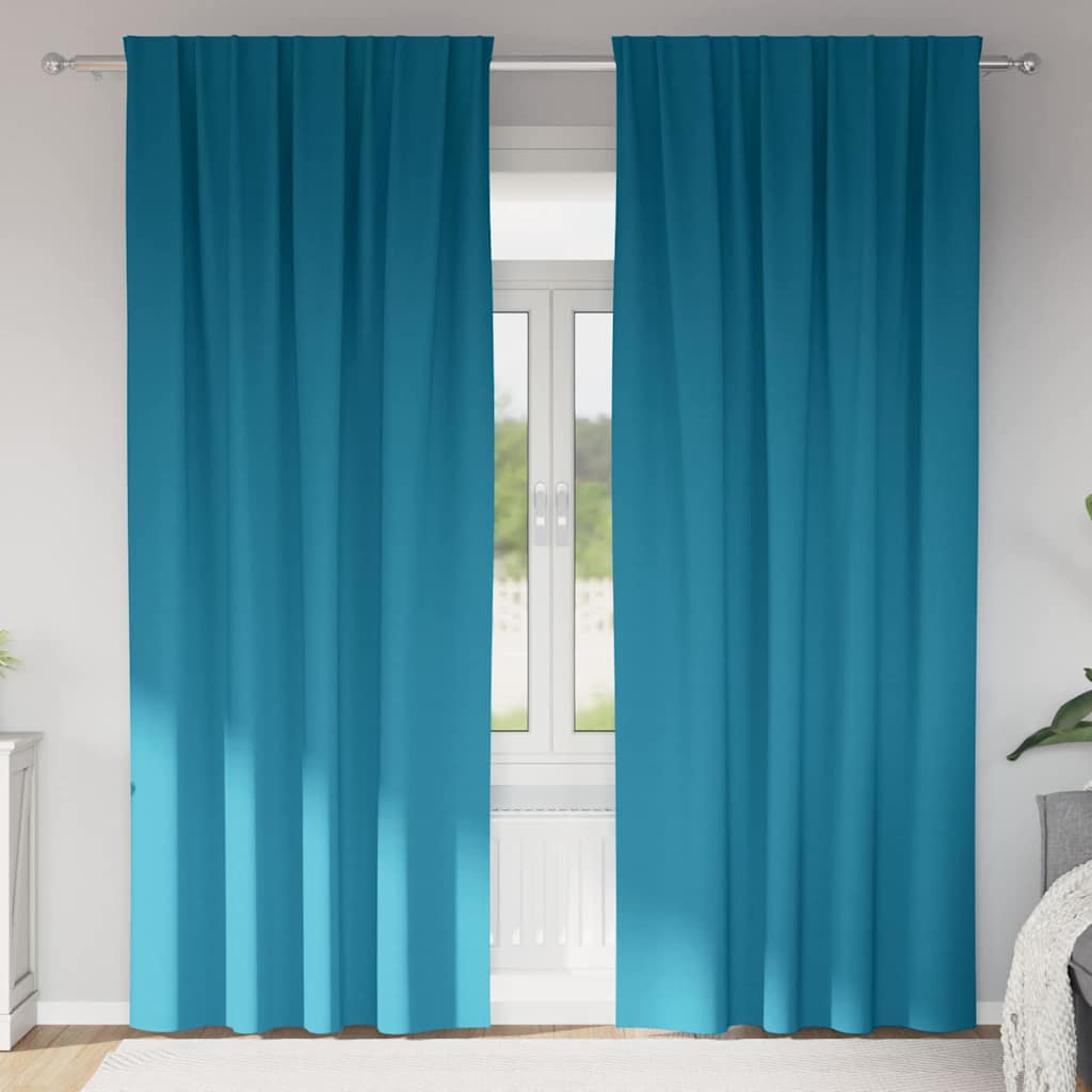 vidaXL Blackout Curtains with Rings 2 pcs Turquoise 225 x 140 cm 1