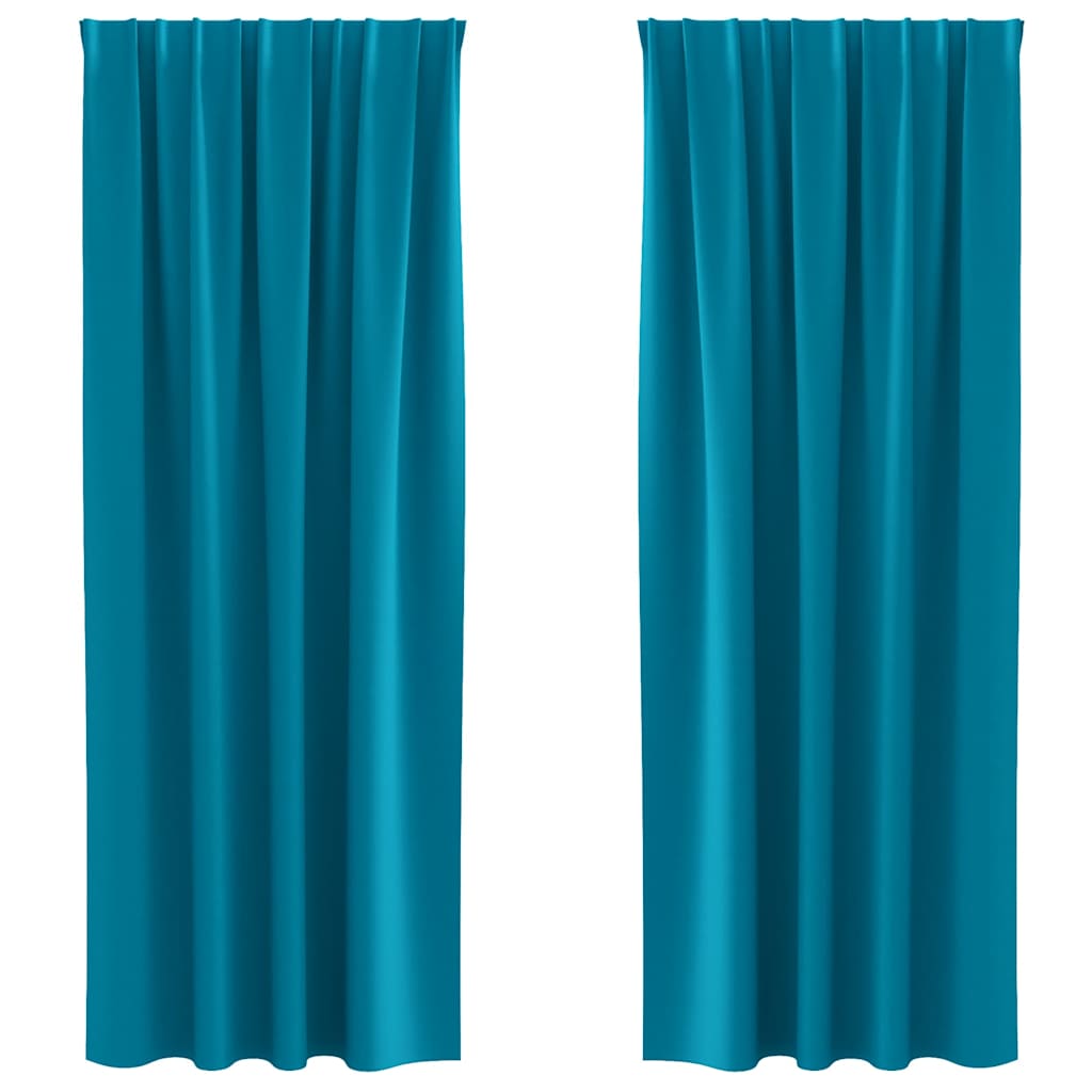 vidaXL Blackout Curtains with Rings 2 pcs Turquoise 225 x 140 cm 2