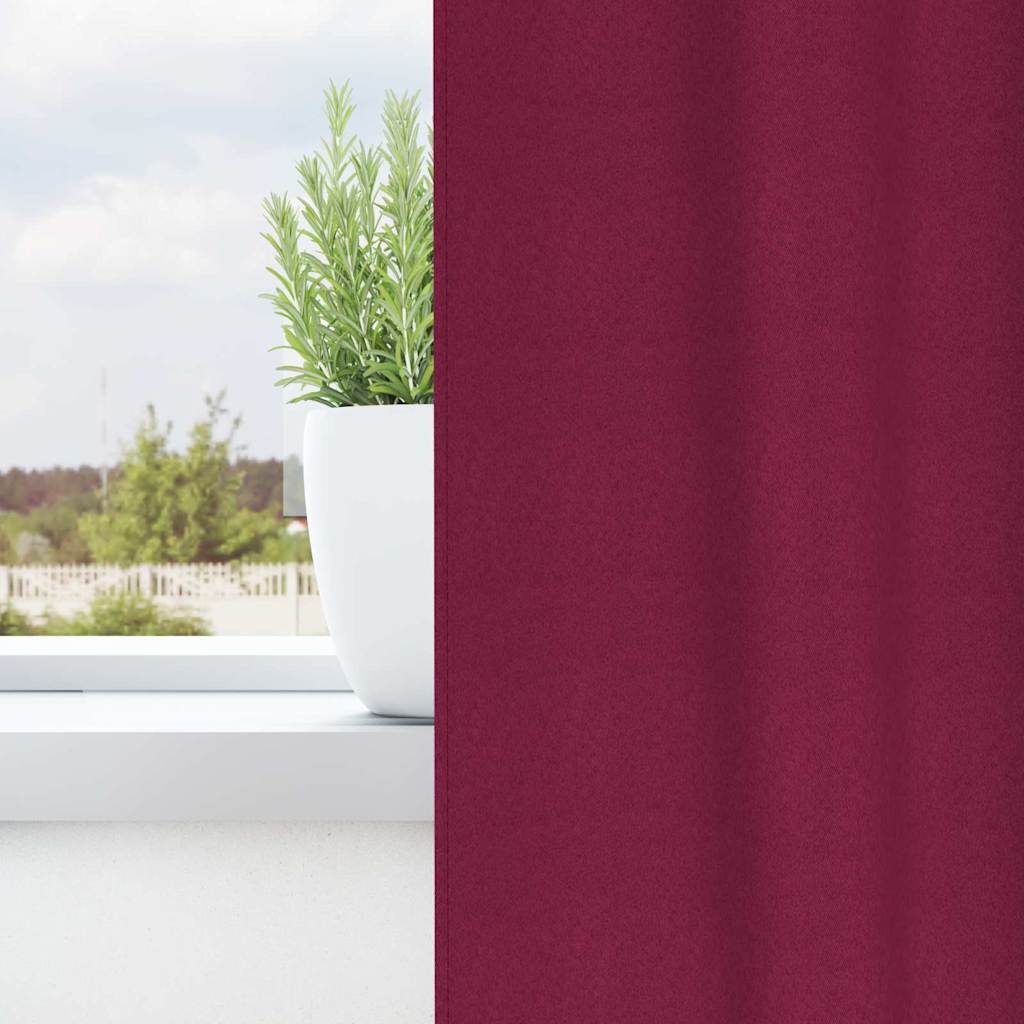 vidaXL Blackout Curtains with Rings 2 pcs Wine Red 260 x 140 cm 3
