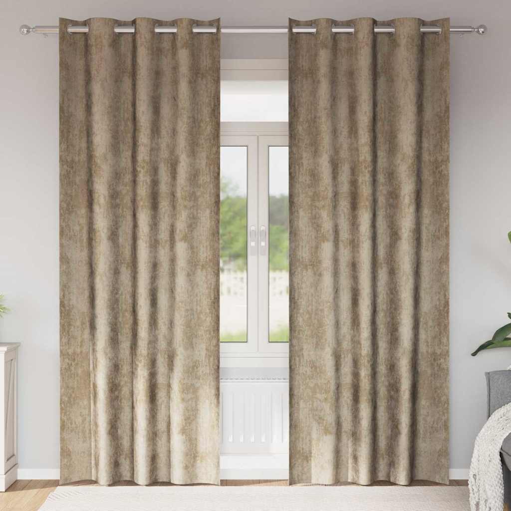vidaXL Velvet Curtains 2 pcs Champagne 260 x 140 cm Velvet 1