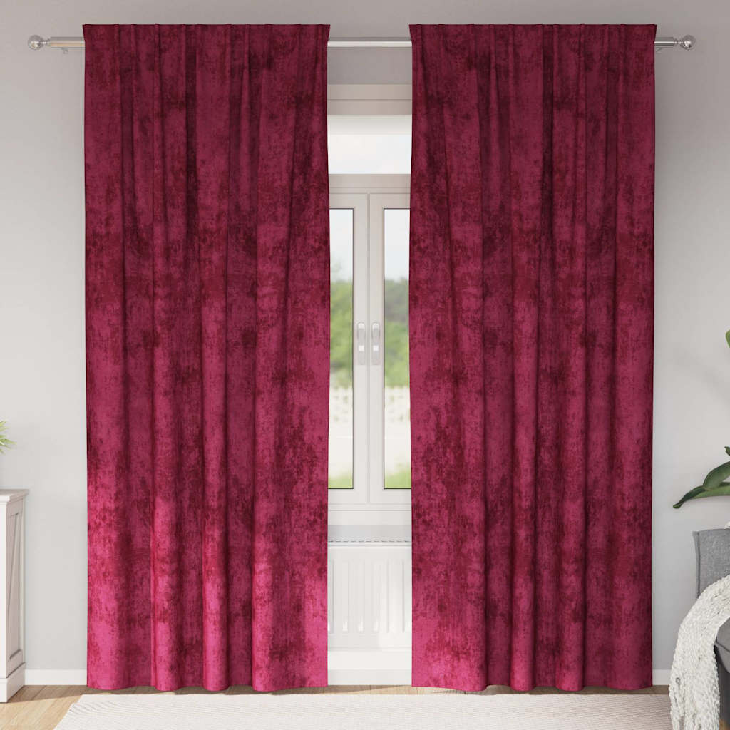 vidaXL Velvet Curtains 2 pcs Wine red 225 x 140 cm Velvet 1