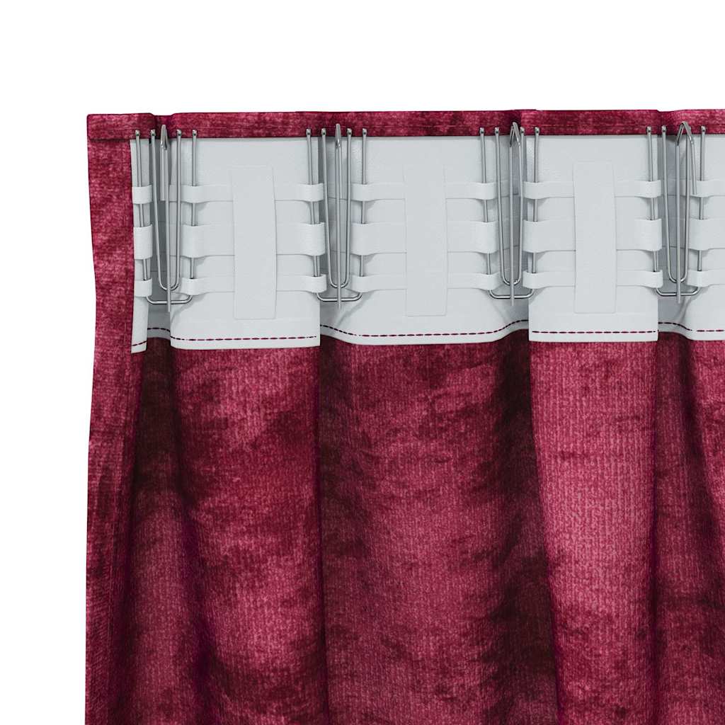 vidaXL Velvet Curtains 2 pcs Wine Red 260 x 140 cm Velvet 5