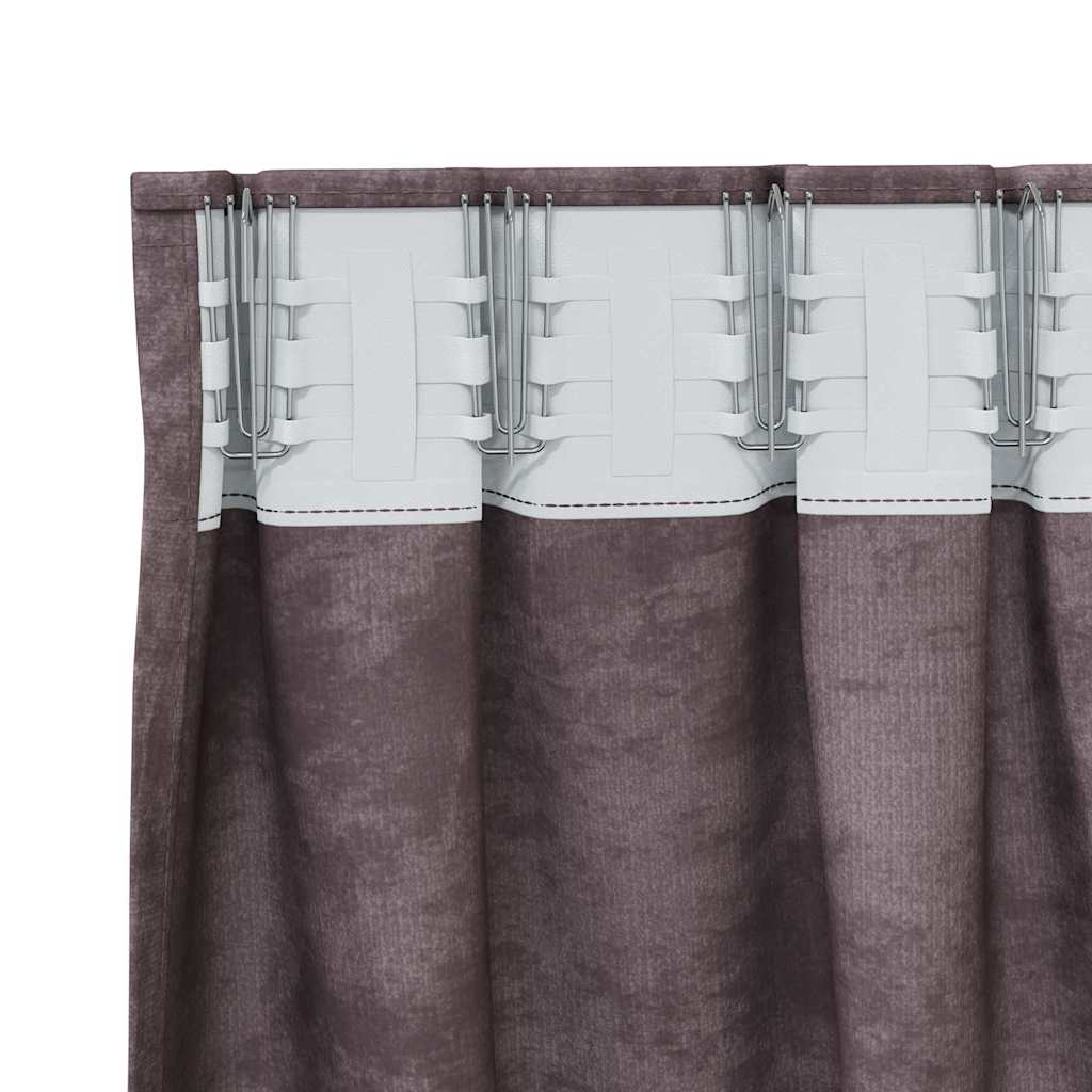 vidaXL Velvet Curtains 2 pcs Brown 260 x 140 cm Velvet 5