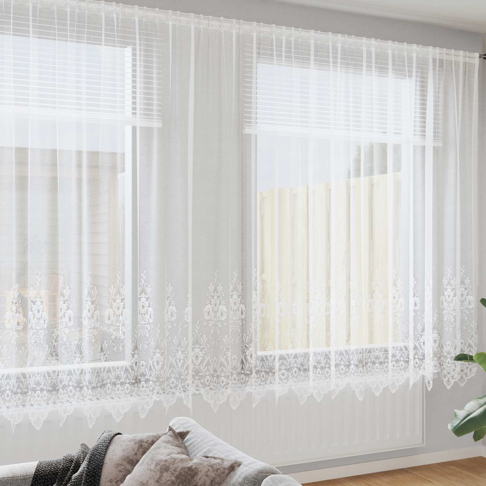 vidaXL Lace Curtain White 245 x 900 cm Polyester 1