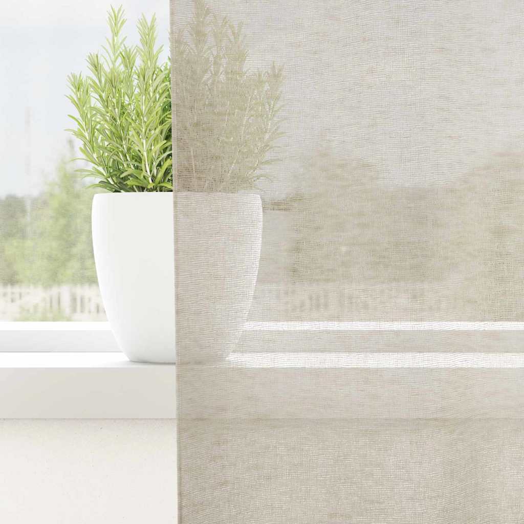 vidaXL Voile Curtain 2 pcs Sand 245 x 140 cm Polyester 3