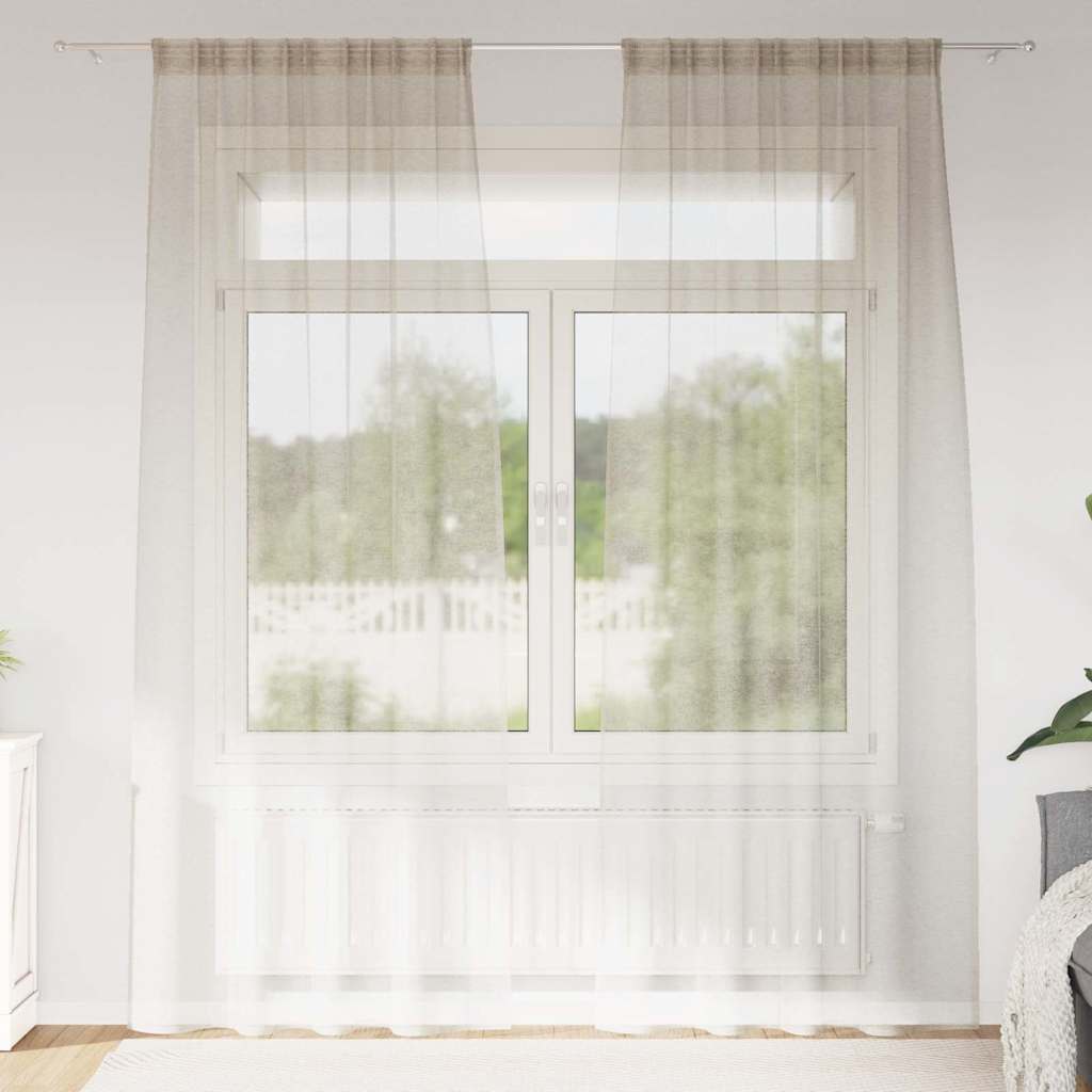 vidaXL Voile Curtain 2 pcs Sand 245 x 140 cm Polyester 1
