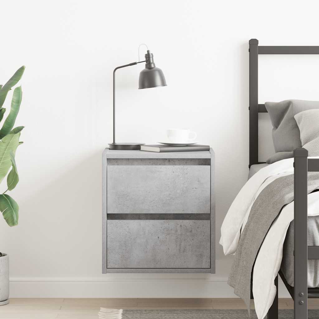 vidaXL Wall-mounted Bedside Cabinet Concrete Grey 38x34x40 cm 3