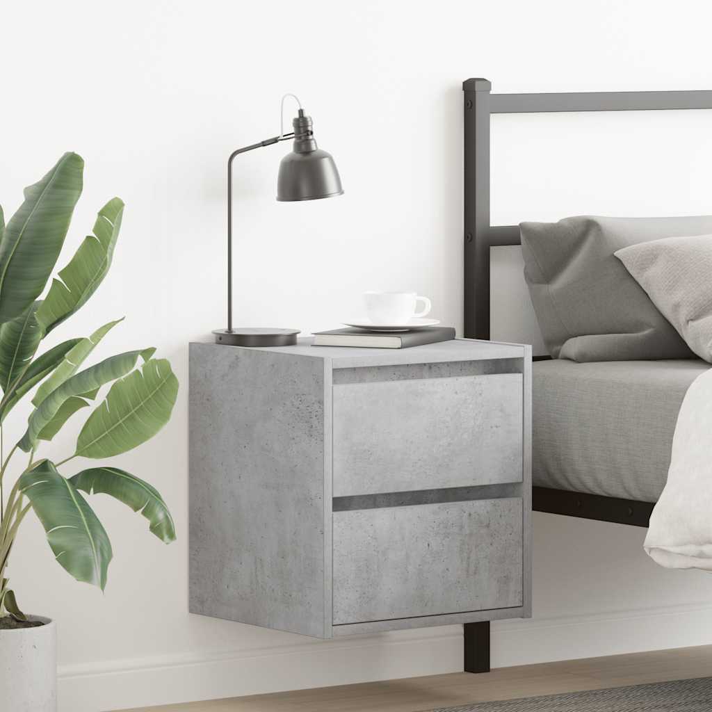 vidaXL Wall-mounted Bedside Cabinet Concrete Grey 38x34x40 cm 1
