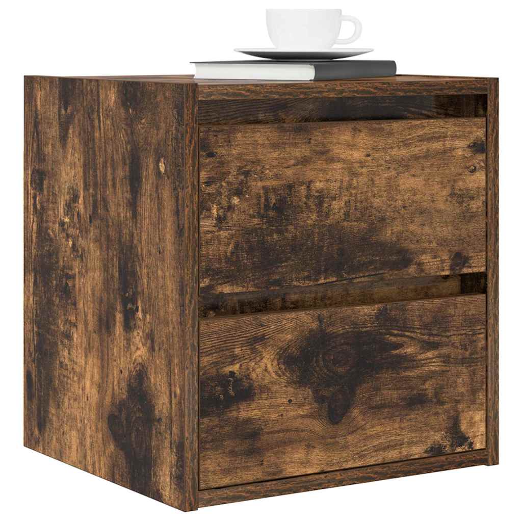 vidaXL Wall-mounted Bedside Cabinet Smoked Oak 38x34x40 cm 4