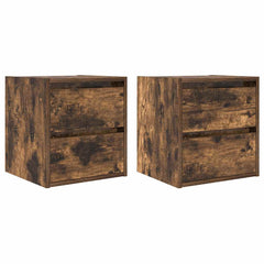 vidaXL Wall-mounted Bedside Cabinets 2 pcs Smoked Oak 38x34x40 cm 2