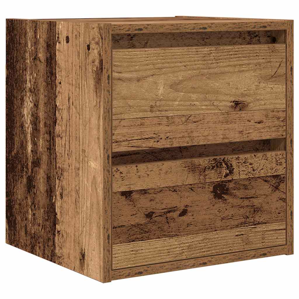 vidaXL Wall-mounted Bedside Cabinet Old Wood 38x34x40 cm 2