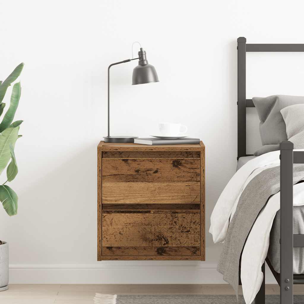 vidaXL Wall-mounted Bedside Cabinet Old Wood 38x34x40 cm 3