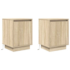 vidaXL Bedside Cabinets with LED Lights 2 pcs Sonoma Oak 38x34x50 cm 3