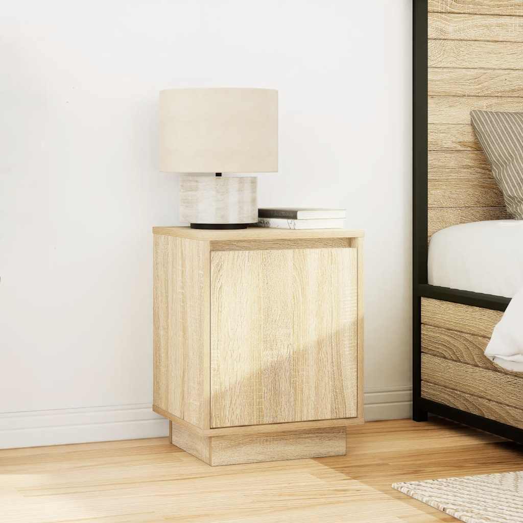 vidaXL Bedside Cabinets with LED Lights 2 pcs Sonoma Oak 38x34x50 cm 4
