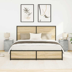 vidaXL Bedside Cabinets with LED Lights 2 pcs Concrete Grey 38x34x50 cm 4