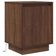 vidaXL Bedside Cabinet with LED Lights Brown Oak 38x34x50 cm 3