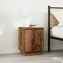 vidaXL Bedside Cabinet with LED Lights Old Wood 38x34x50 cm 4