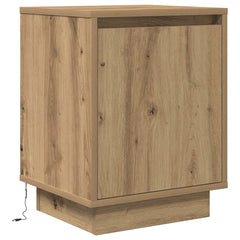 vidaXL Bedside Cabinet with LED Lights Artisan Oak 38x34x50 cm 3