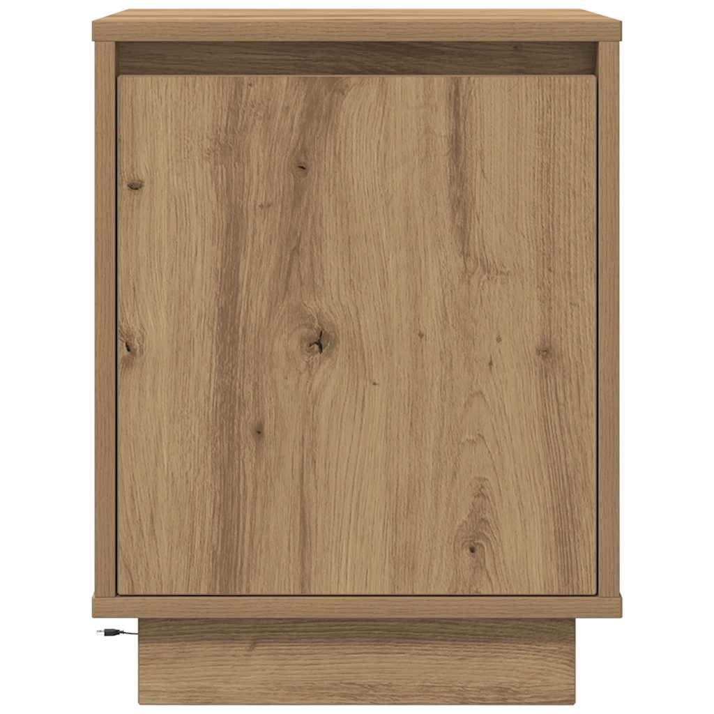 vidaXL Bedside Cabinet with LED Lights Artisan Oak 38x34x50 cm 6