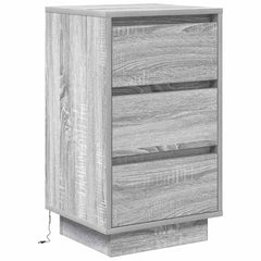 vidaXL Bedside Cabinet with LED Lights Grey Sonoma 38x34x65 cm 3