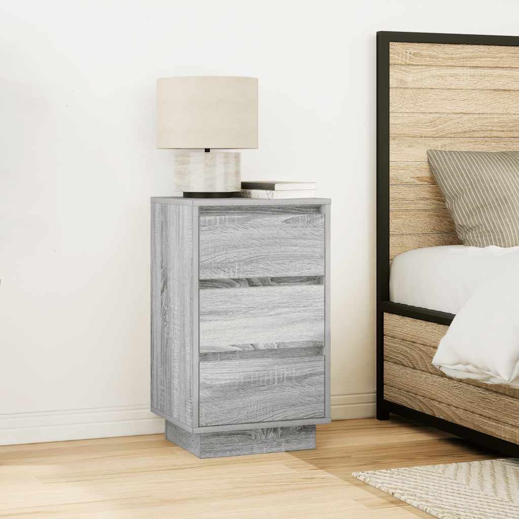 vidaXL Bedside Cabinet with LED Lights Grey Sonoma 38x34x65 cm 4