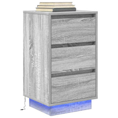 vidaXL Bedside Cabinet with LED Lights Grey Sonoma 38x34x65 cm 5