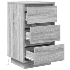 vidaXL Bedside Cabinet with LED Lights Grey Sonoma 38x34x65 cm 6