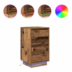 vidaXL Bedside Cabinet with LED Lights Old Wood 38x34x65 cm 2