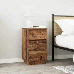 vidaXL Bedside Cabinet with LED Lights Old Wood 38x34x65 cm 4