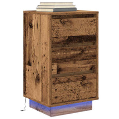 vidaXL Bedside Cabinet with LED Lights Old Wood 38x34x65 cm 5