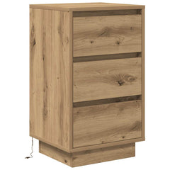 vidaXL Bedside Cabinet with LED Lights Artisan Oak 38x34x65 cm 3
