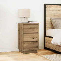 vidaXL Bedside Cabinet with LED Lights Artisan Oak 38x34x65 cm 4