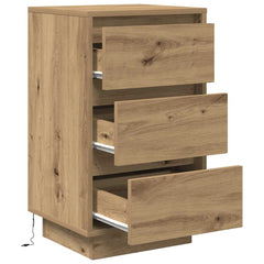 vidaXL Bedside Cabinet with LED Lights Artisan Oak 38x34x65 cm 6