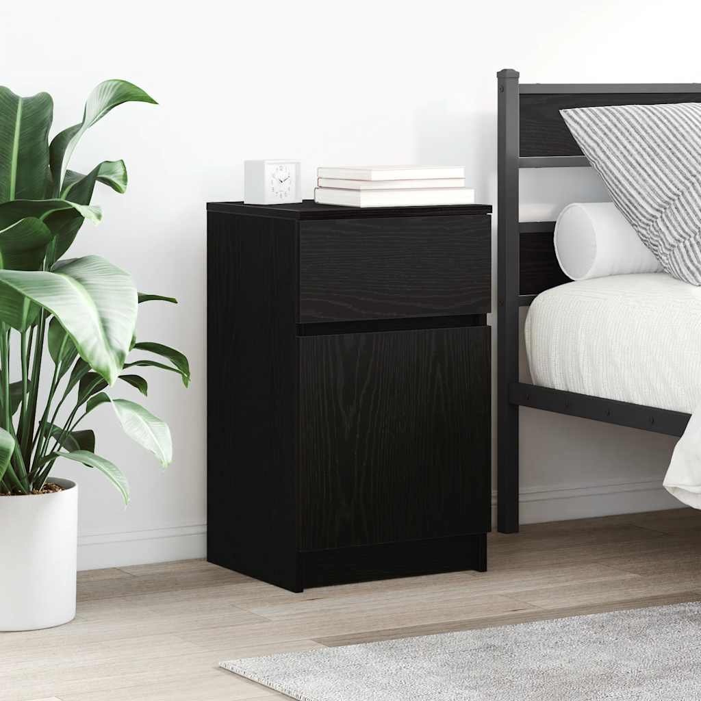 vidaXL Bedside Cabinet Black 39x35x65 cm Engineered Wood 1