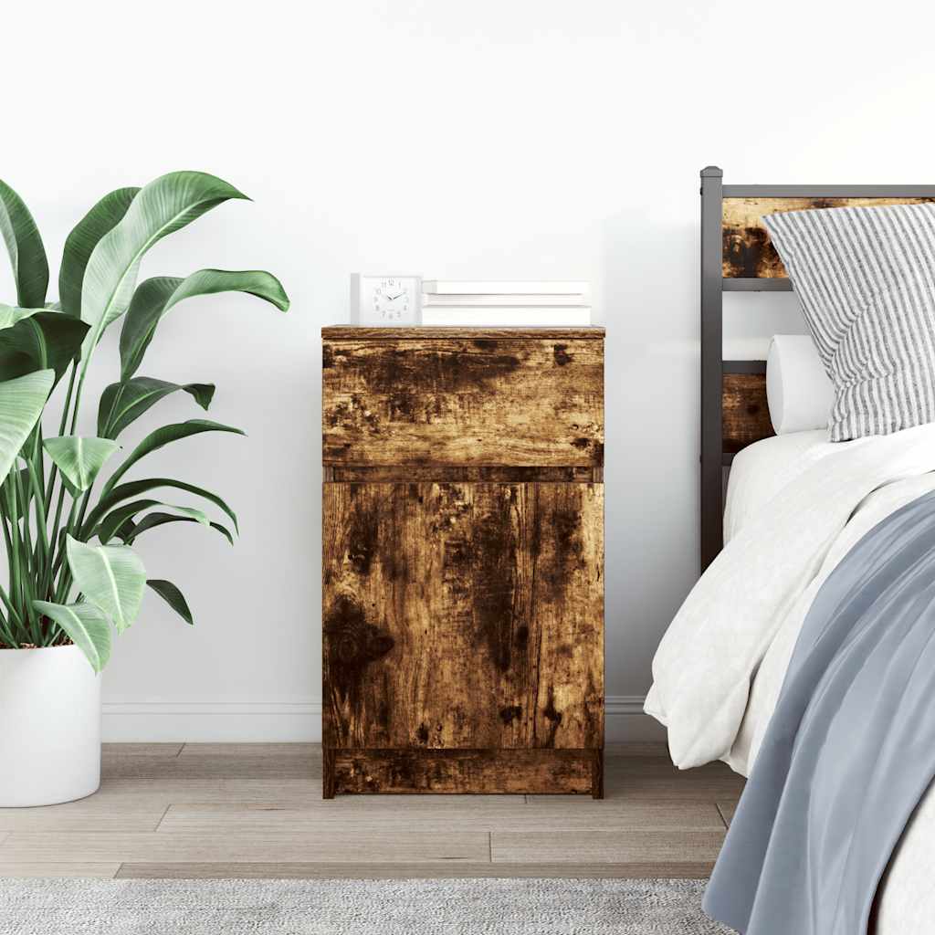 vidaXL Bedside Cabinet Smoked Oak 39x35x65 cm Engineered Wood 3
