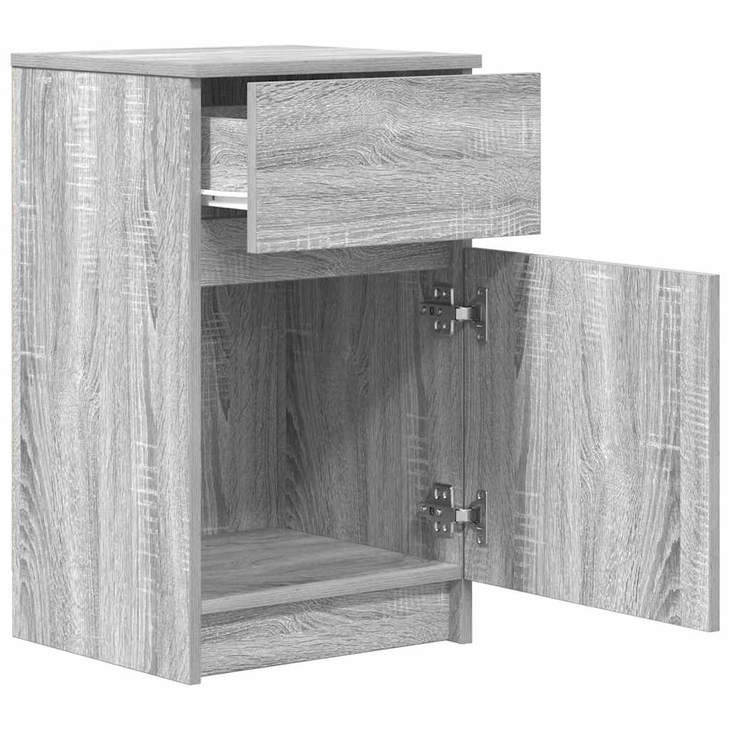 vidaXL Bedside Cabinet Grey Sonoma 39x35x65 cm Engineered Wood 5