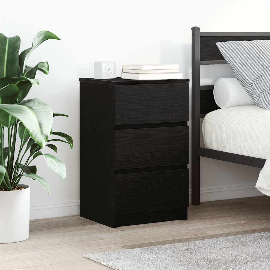 vidaXL Bedside Cabinets with 3 Drawers 2 pcs Black 39x35x65 cm 1