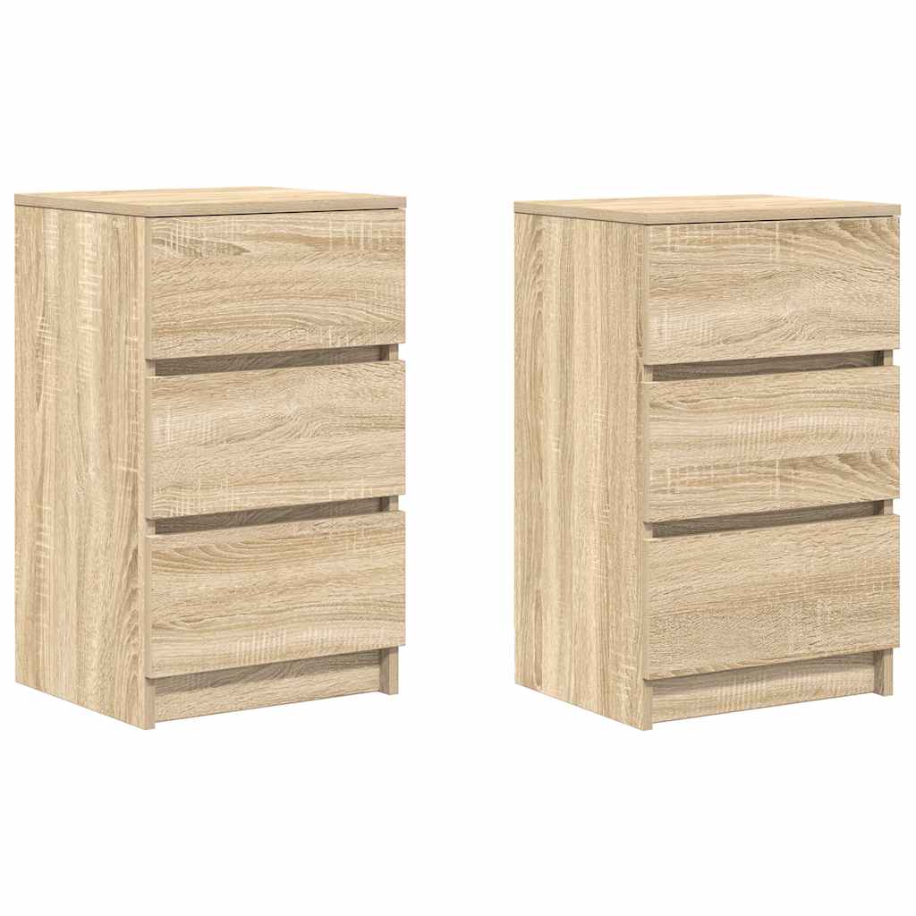 vidaXL Bedside Cabinets with 3 Drawers 2 pcs Sonoma Oak 39x35x65 cm 2
