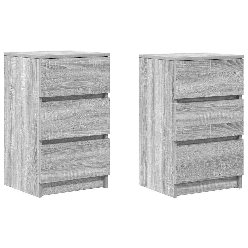 vidaXL Bedside Cabinets with 3 Drawers 2 pcs Grey Sonoma 39x35x65 cm 2
