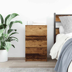 vidaXL Bedside Cabinet with 3 Drawers Old Wood 39x35x65 cm 3