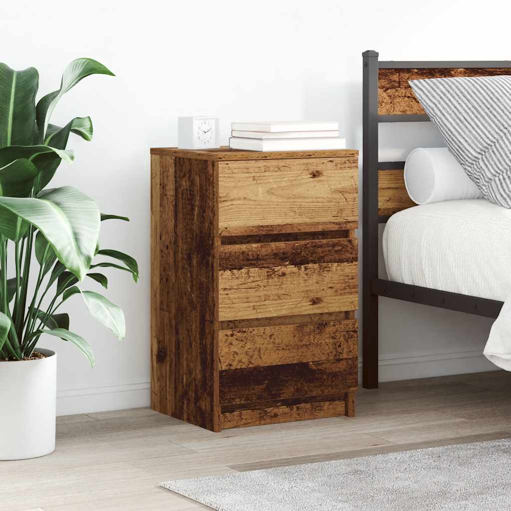 vidaXL Bedside Cabinets with 3 Drawers 2 pcs Old Wood 39x35x65 cm 1