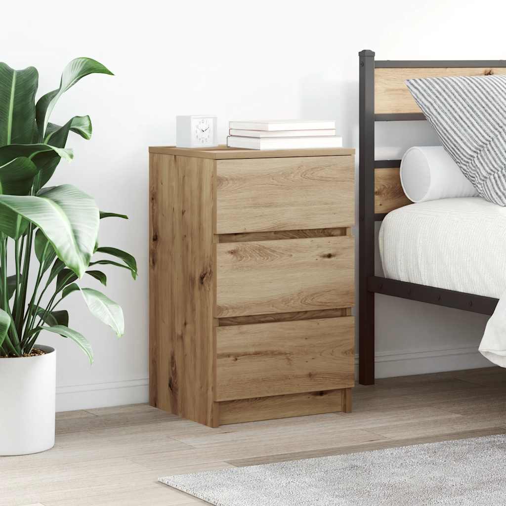 Bedside Cabinet with 3 Drawers in Artisan Oak
