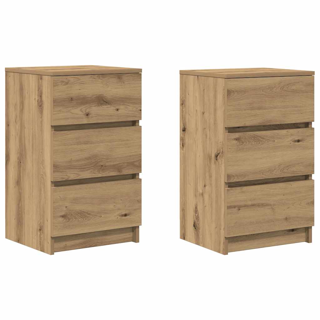 vidaXL Bedside Cabinets with 3 Drawers 2 pcs Artisan Oak 39x35x65 cm 2