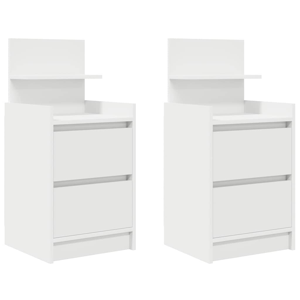 vidaXL Bedside Cabinets with 2 Drawers 2 pcs White 38x34x80 cm 2