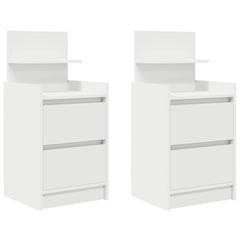 vidaXL Bedside Cabinets with 2 Drawers 2 pcs White 38x34x80 cm 2