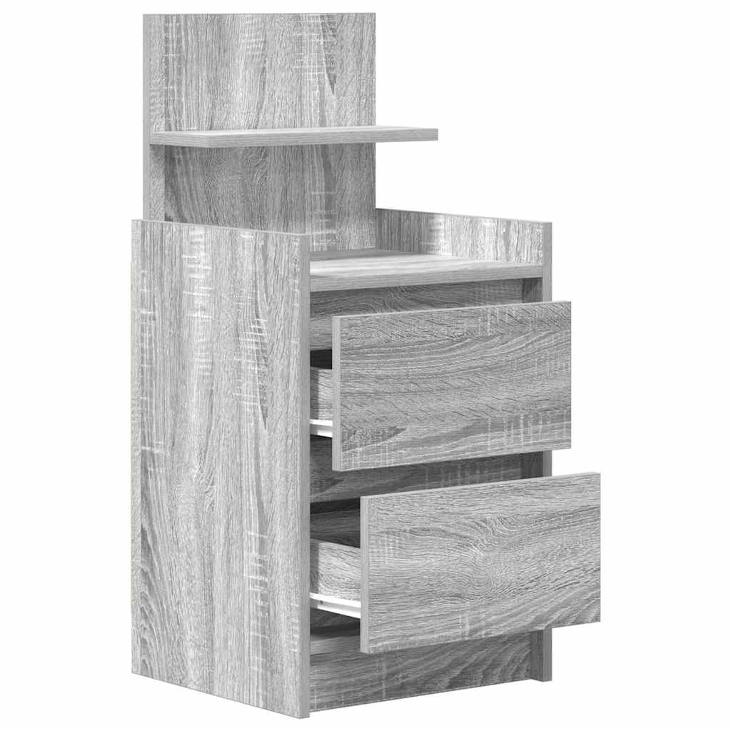 vidaXL Bedside Cabinets with 2 Drawers 2 pcs Grey Sonoma 38x34x80 cm 6