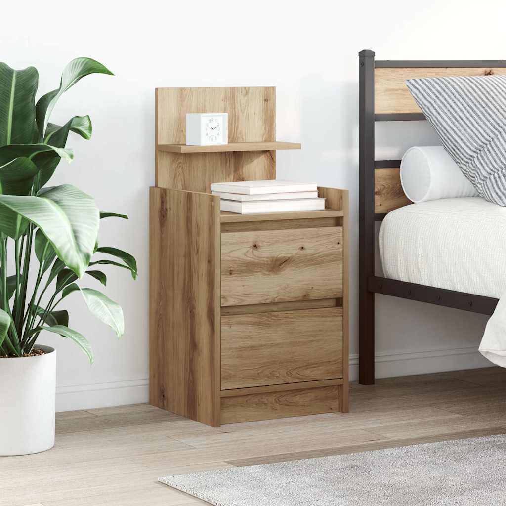 vidaXL Bedside Cabinets with 2 Drawers 2 pcs Artisan Oak 38x34x80 cm 1